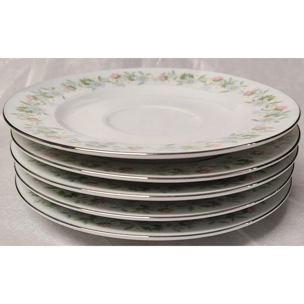 Set of 5 Vtg Johann Haviland Forever Spring Saucers Bavaria Ger Fine China 6